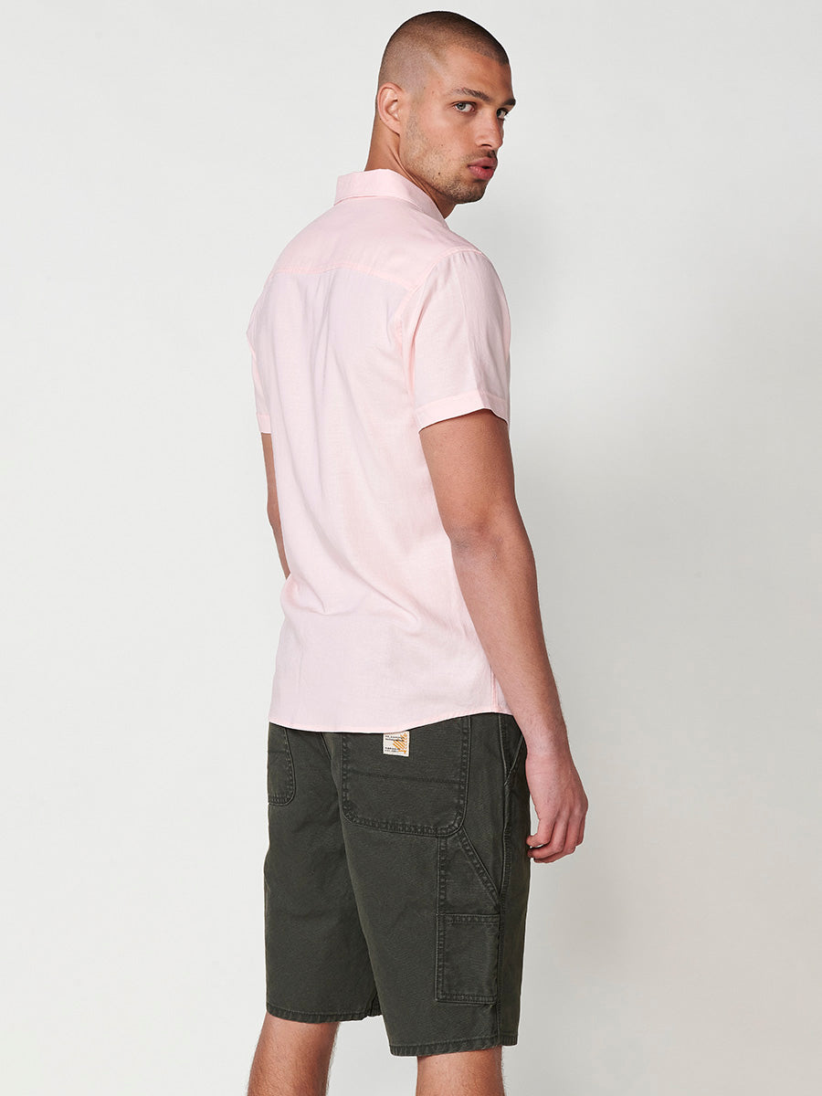Camisa lino manga corta hombre rosa - Koroshi 2511CC08