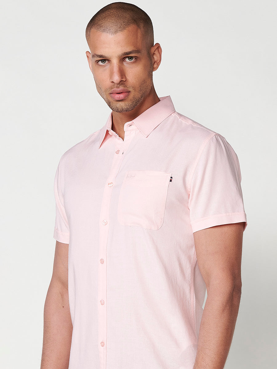 Camisa lino manga corta hombre rosa - Koroshi 2511CC08