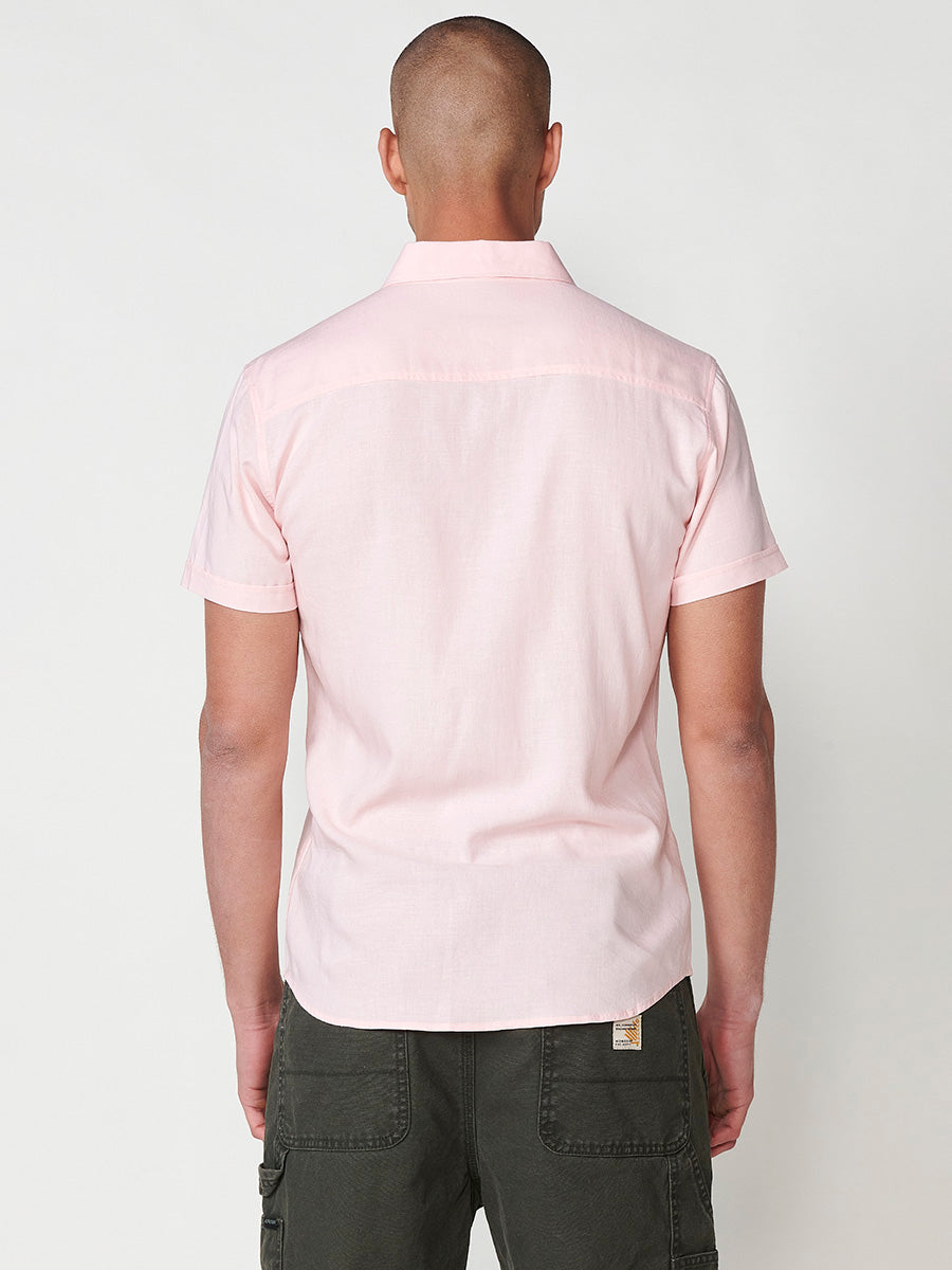 Camisa lino manga corta hombre rosa - Koroshi 2511CC08