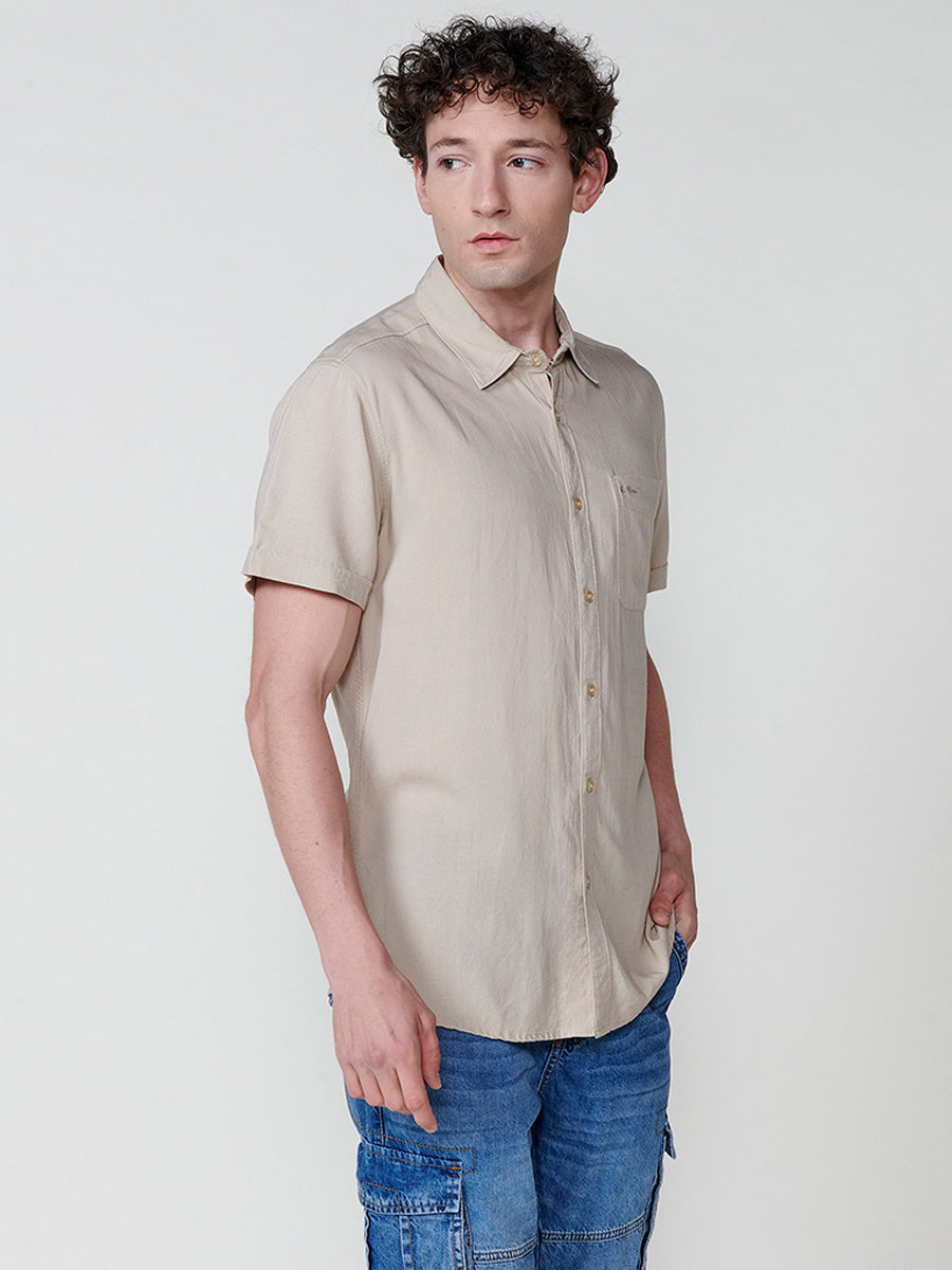 Chemise en lin manches courtes homme Stone - Koroshi 2511CC08