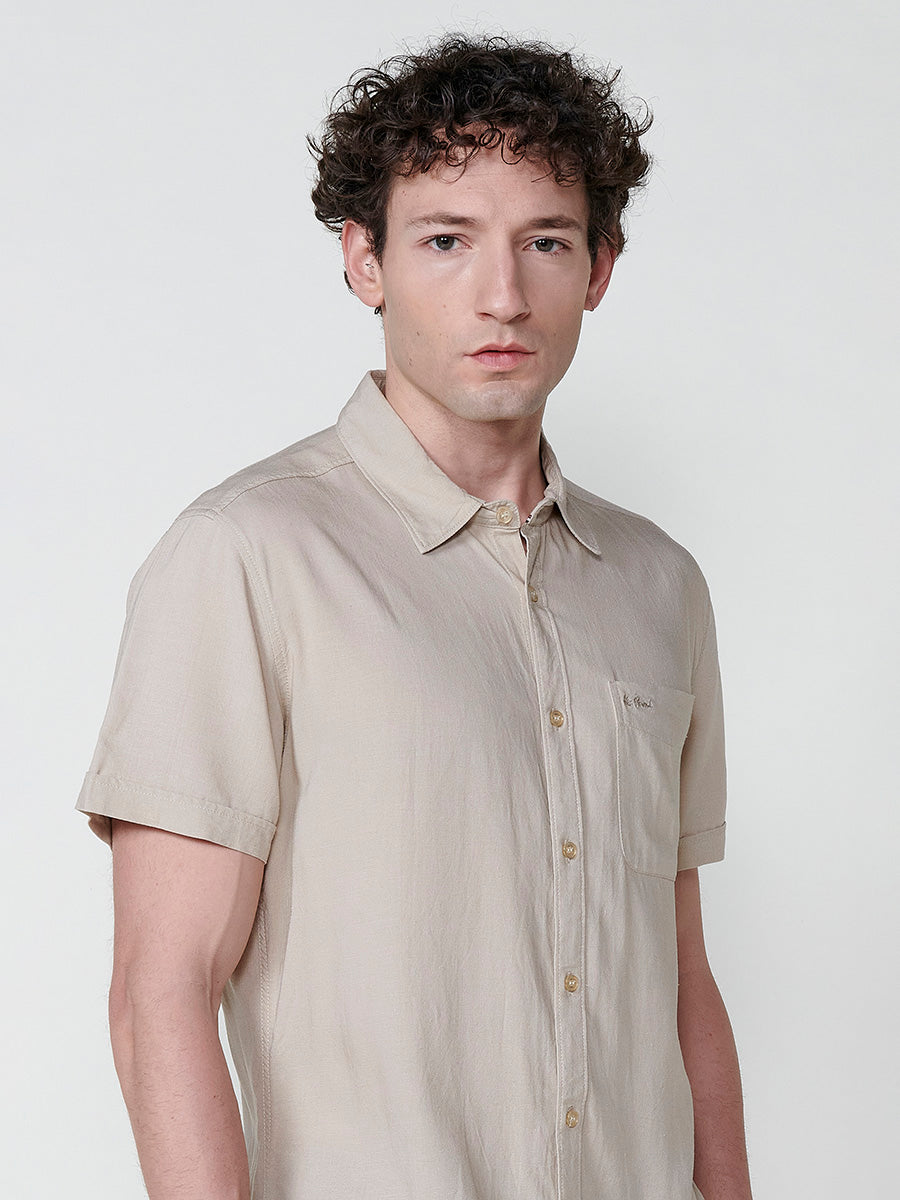 Chemise en lin manches courtes homme Stone - Koroshi 2511CC08