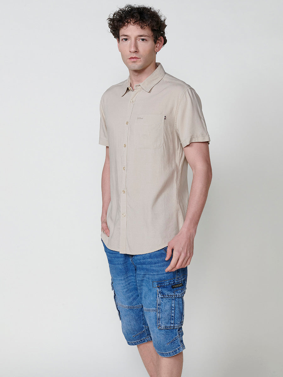 Chemise en lin manches courtes homme Stone - Koroshi 2511CC08