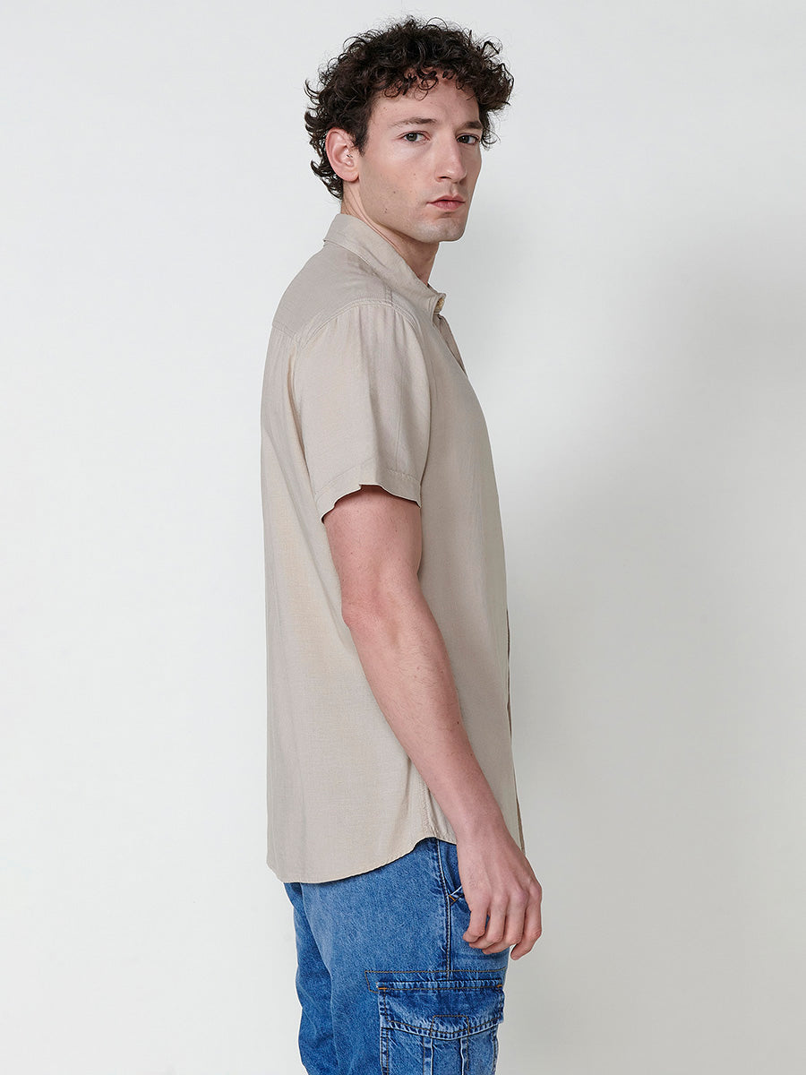 Chemise en lin manches courtes homme Stone - Koroshi 2511CC08