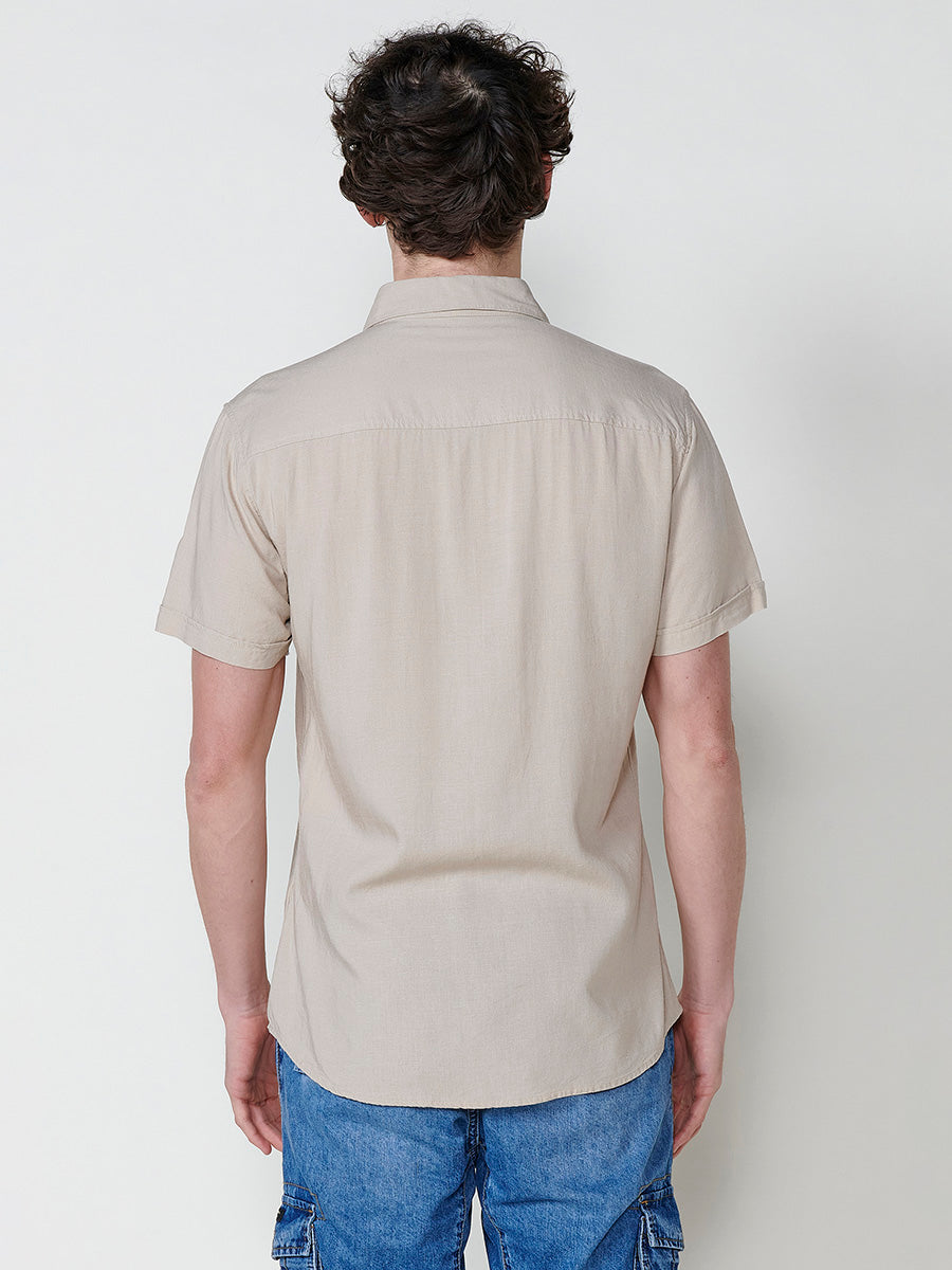 Chemise en lin manches courtes homme Stone - Koroshi 2511CC08