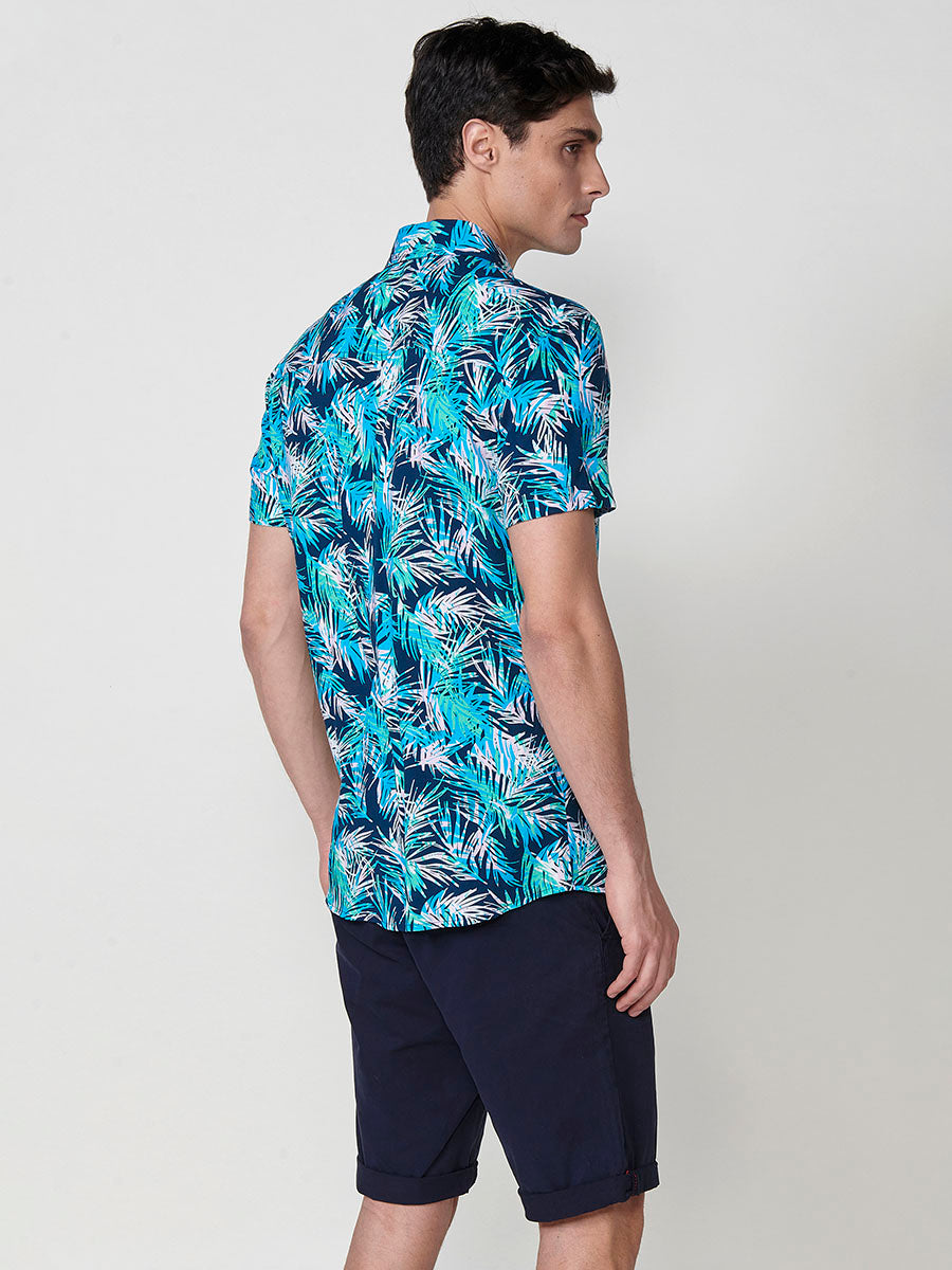 Viscose tropical shirt with pocket short sleeve men's multicolor - Koroshi 2511CC38