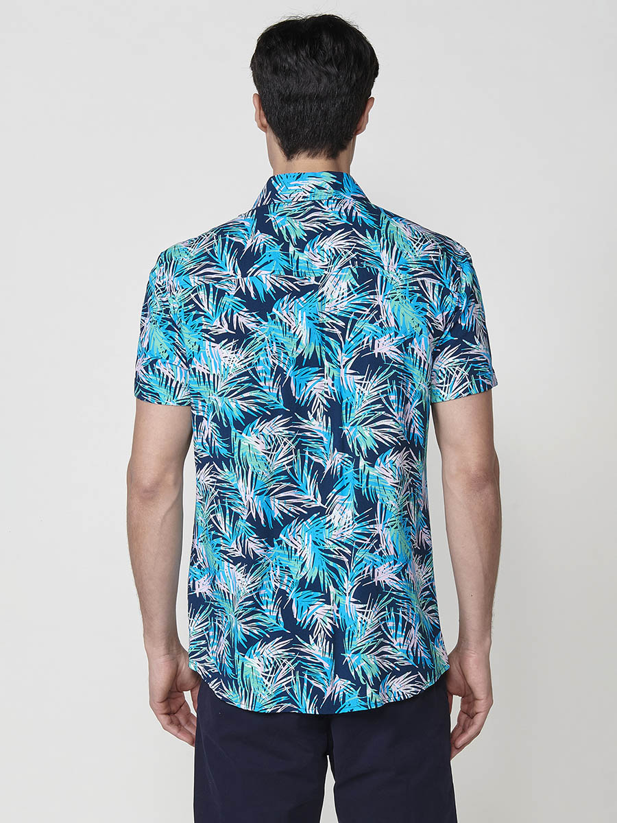Viscose tropical shirt with pocket short sleeve men's multicolor - Koroshi 2511CC38