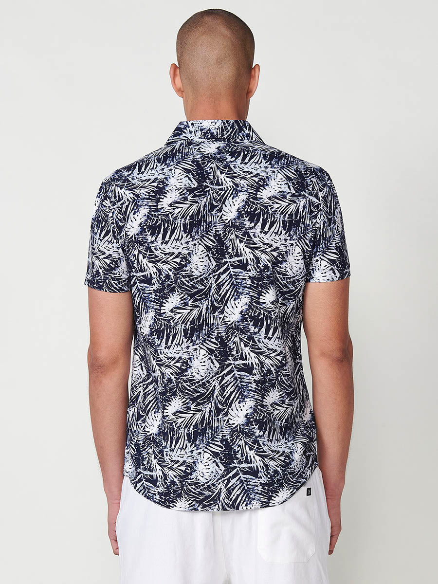Chemise à manches courtes multicolore à imprimé tropical pour homme