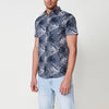 Camicia a maniche corte con stampa tropicale per uomo