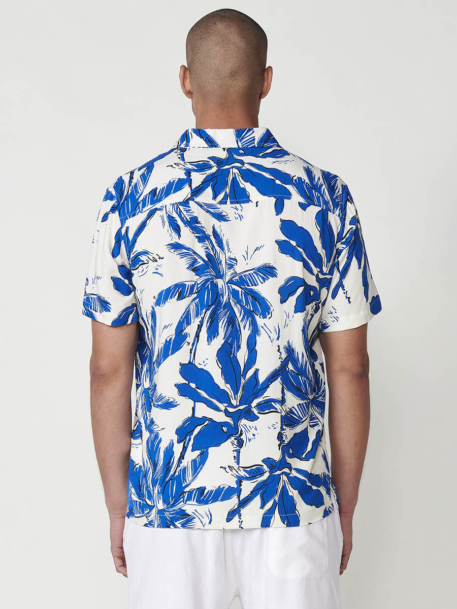 Camisa estampat tropical relaxed viscosa màniga curta home blau - Koroshi 2511CC49