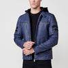 Blouson biker effet cuir avec capuche amovible pour homme