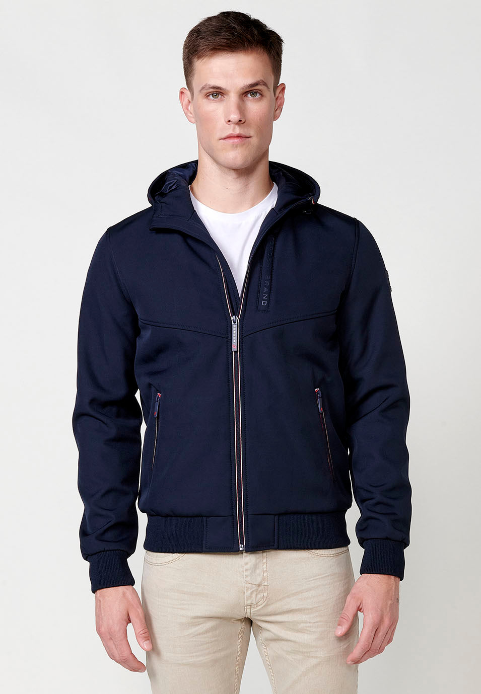 Technische Softshell-Jacke für Herren mit Kapuze, Marineblau – Koroshi 2511JA14