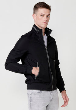 Schwarze Harrington-Jacke mit Stehkragen für Herren – Koroshi 2511JA16