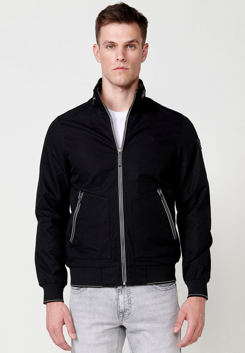 Cazadora harrington cuello alto hombre negro - Koroshi 2511JA16
