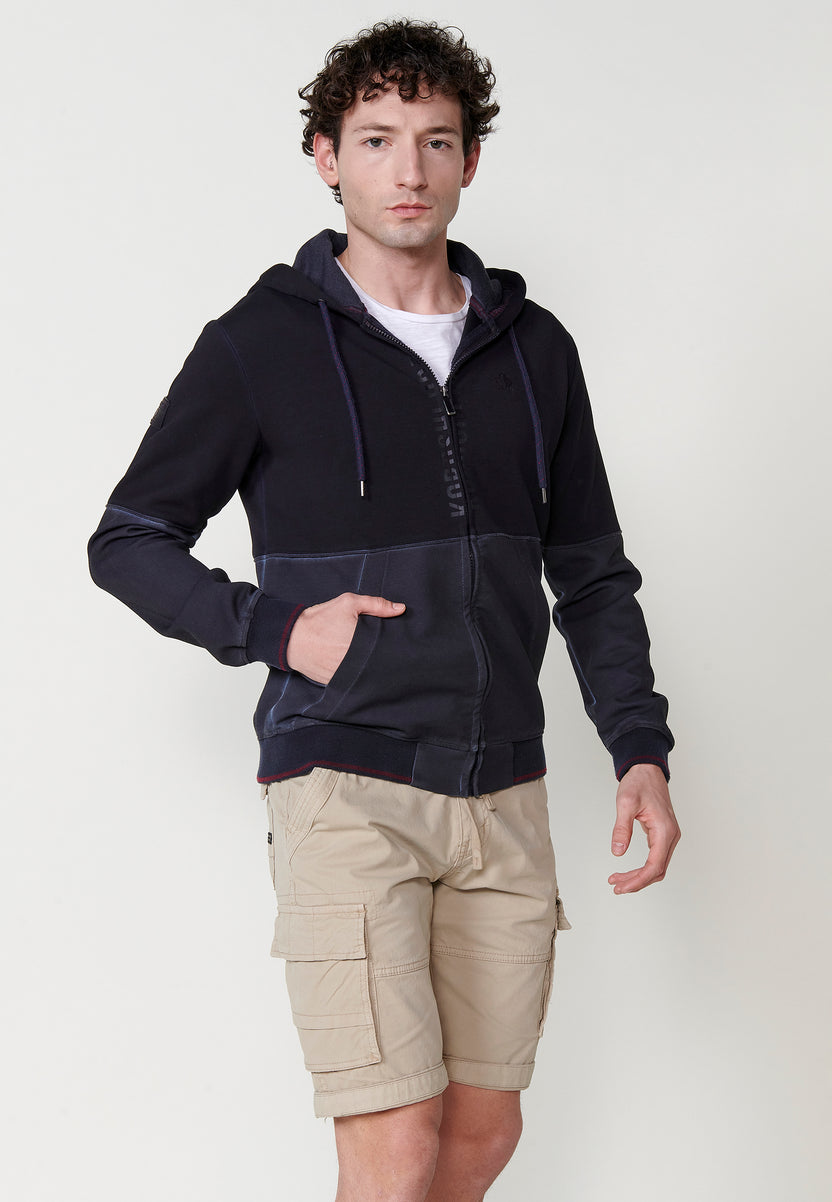 Men's Zip Front Hooded Collar Sweatshirt Jacket