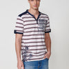 Men's Cotton T-shirt with Stripes and Opening Neck –