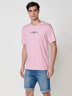 T-shirt imprimé col rond manches courtes homme rose - Koroshi 2511MC17