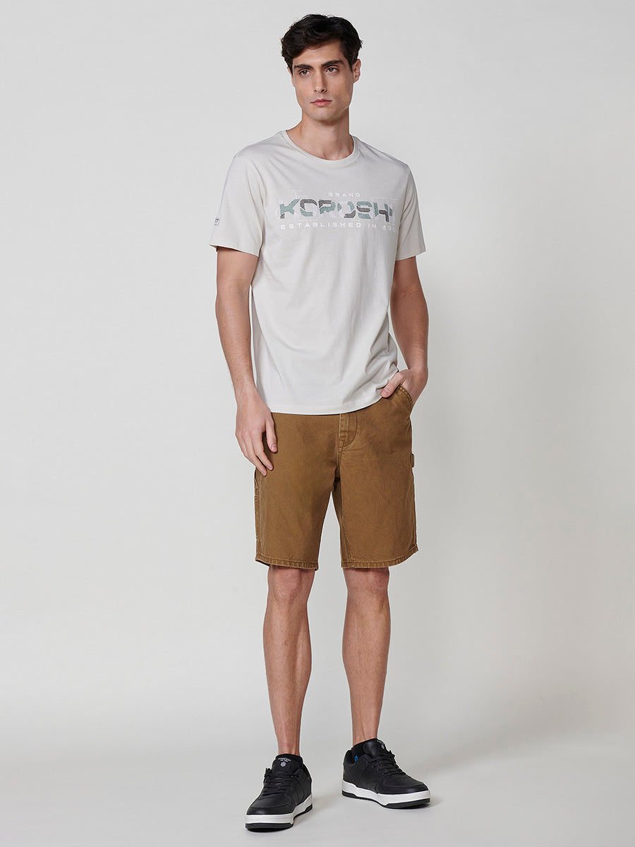 Herren-Kurzarm-T-Shirt mit Rundhalsausschnitt und Steinmuster – Koroshi 2511MC23