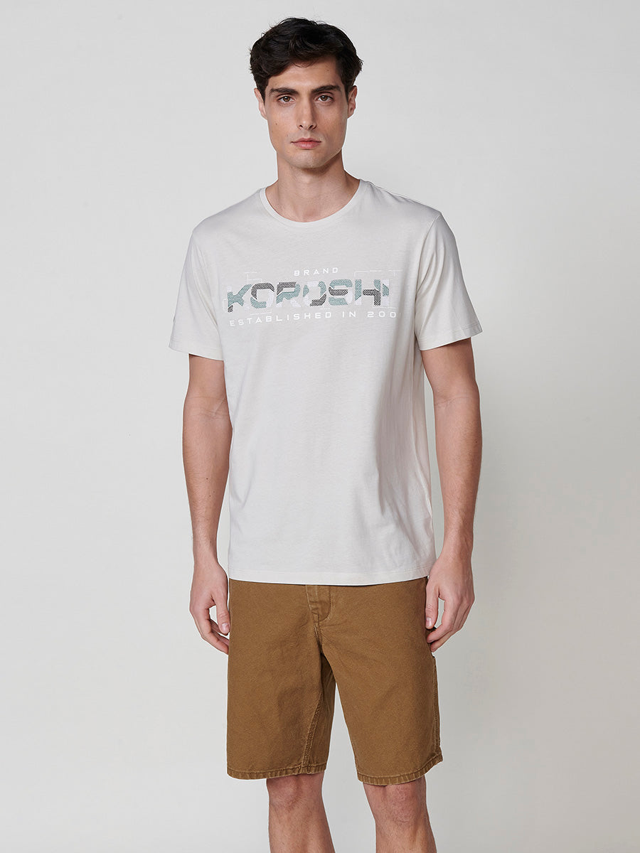 Herren-Kurzarm-T-Shirt mit Rundhalsausschnitt und Steinmuster – Koroshi 2511MC23