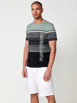 Camiseta cuello redondo estampada manga corta hombre kaki - Koroshi 2511MC32