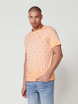 Orangefarbenes Herren-Kurzarm-T-Shirt mit Aufdruck – Koroshi 2511MC40