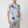 Samarreta de màniga curta de cotó amb estampat tropical de coll rodó multicolor per a home