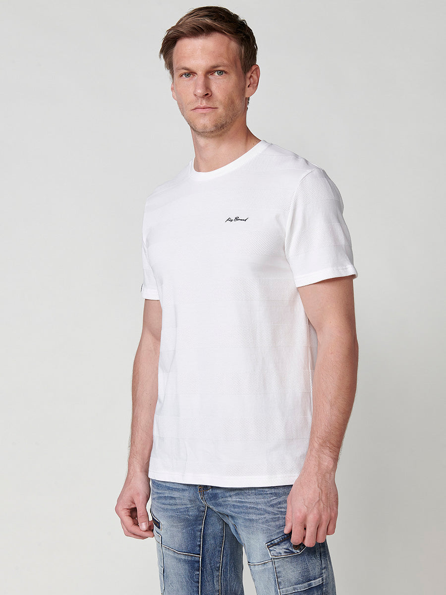 Raw men's short sleeve striped textured t-shirt - Koroshi 2511MC61