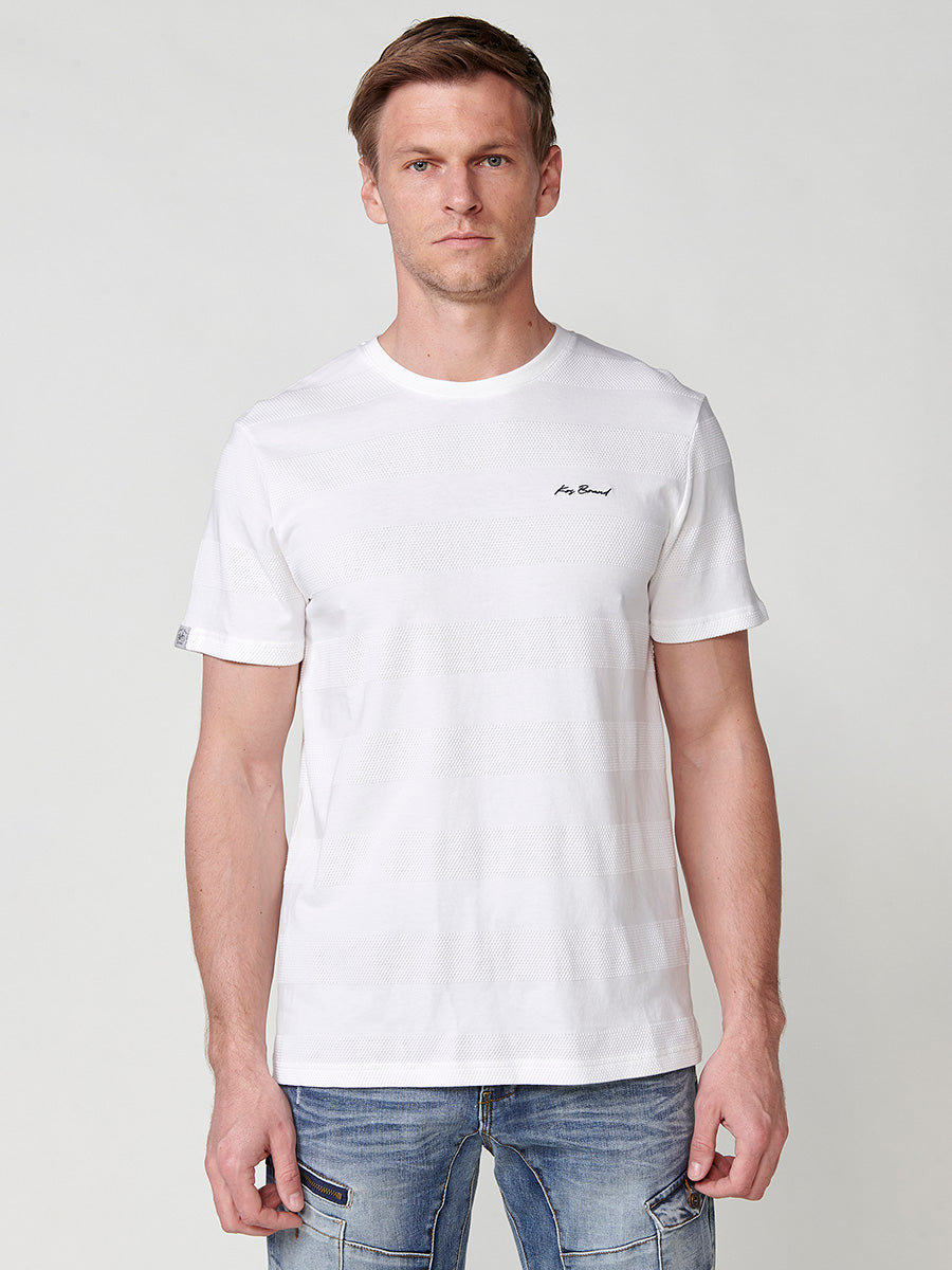 Raw men's short sleeve striped textured t-shirt - Koroshi 2511MC61