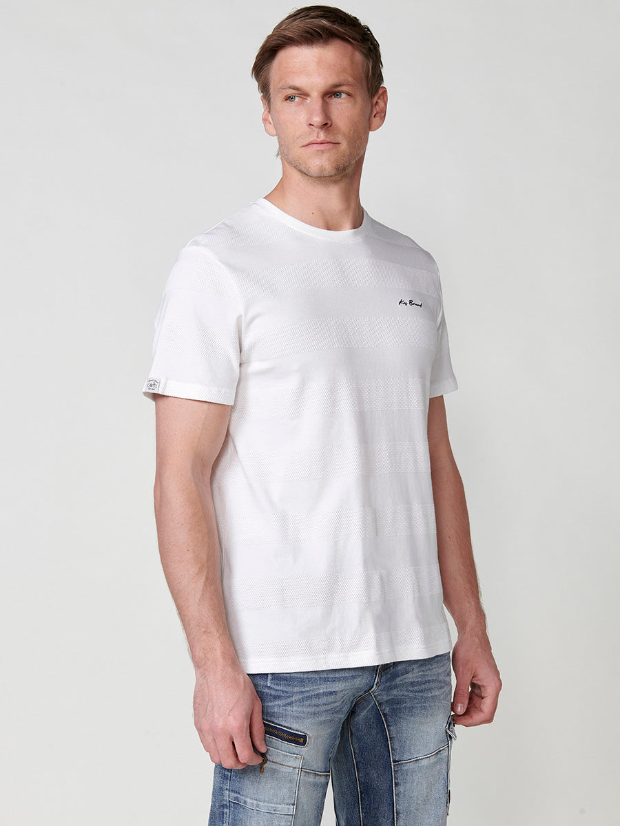 Raw men's short sleeve striped textured t-shirt - Koroshi 2511MC61