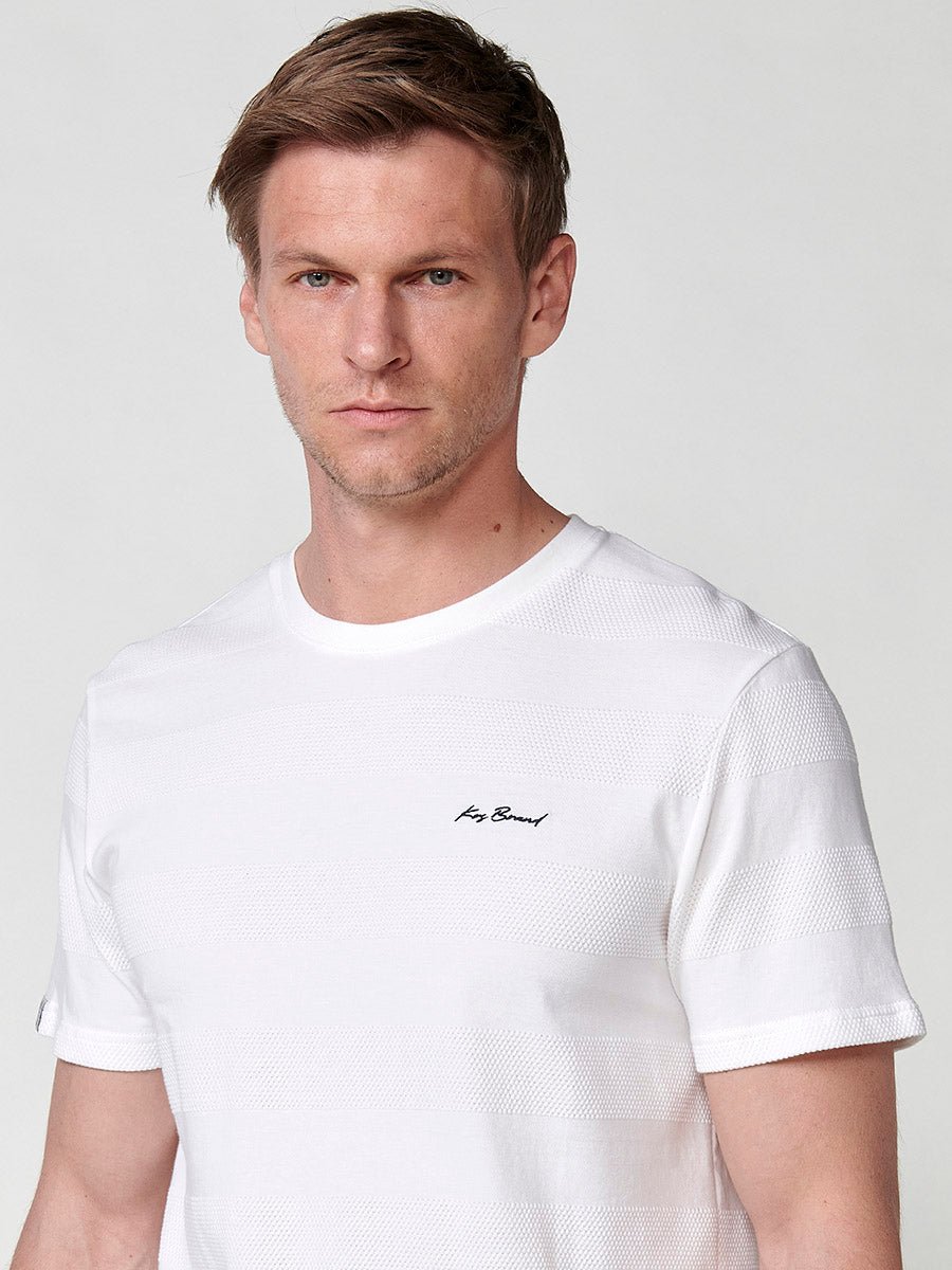 Raw men's short sleeve striped textured t-shirt - Koroshi 2511MC61