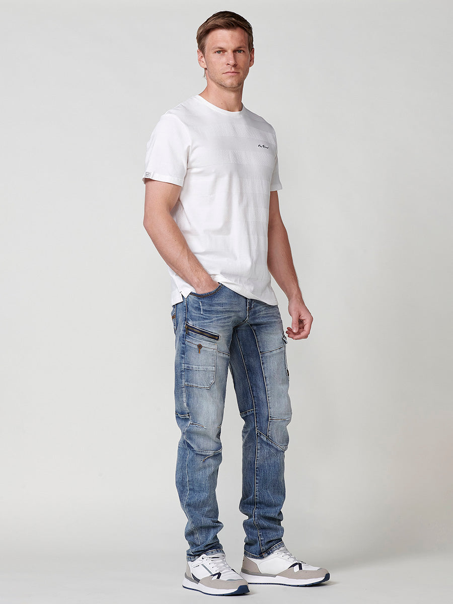 Raw men's short sleeve striped textured t-shirt - Koroshi 2511MC61