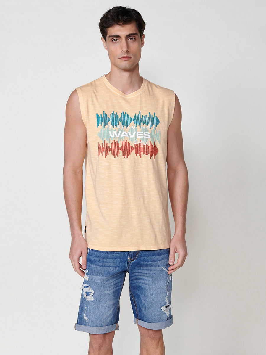 Camiseta sin mangas boxing estampado surf hombre naranja - Koroshi 2511MS42