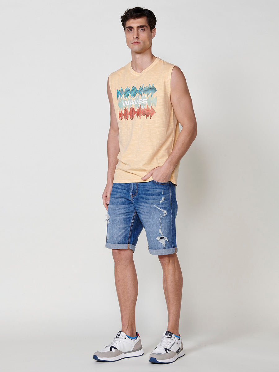 Camiseta sin mangas boxing estampado surf hombre naranja - Koroshi 2511MS42