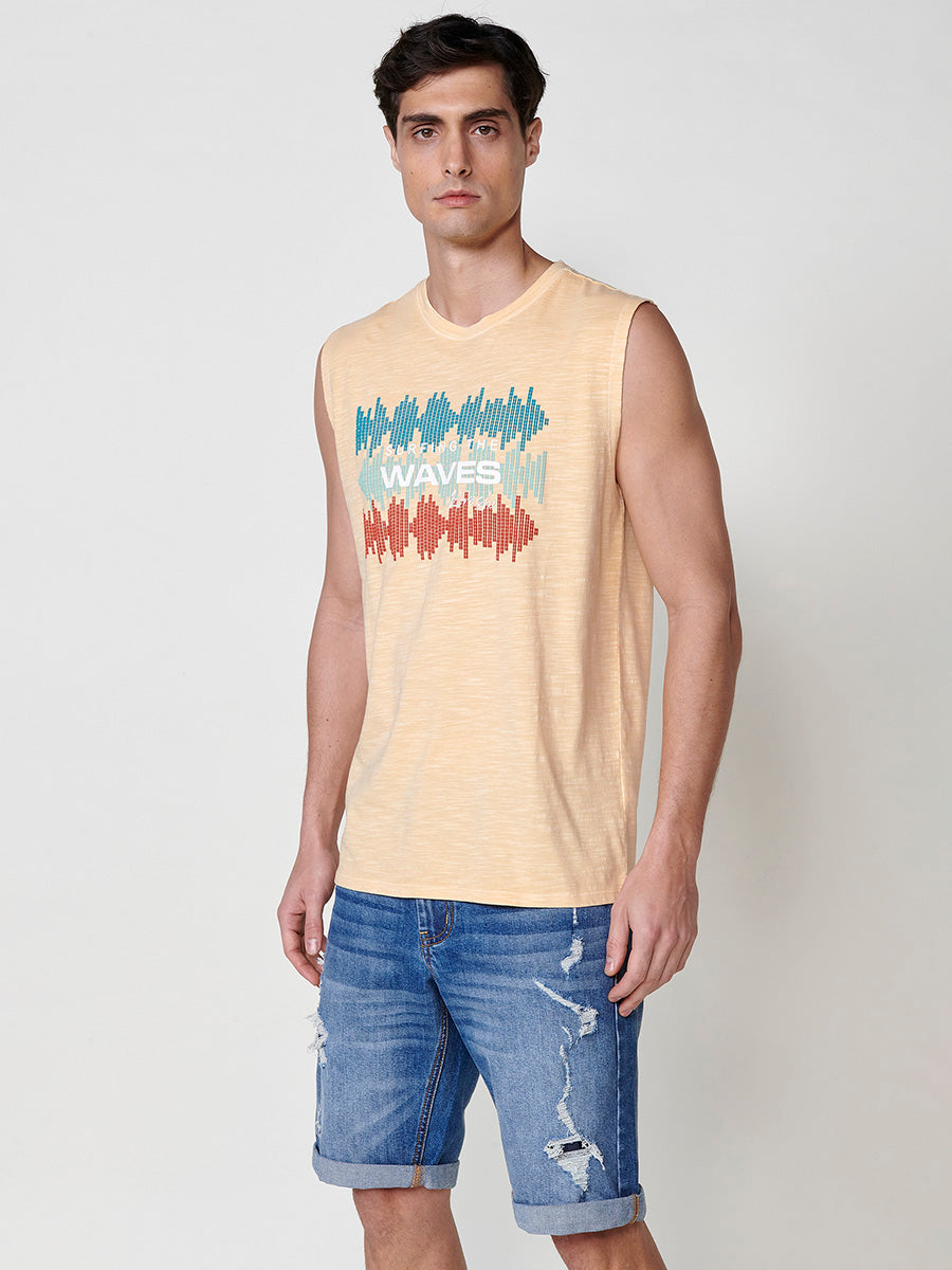 Camiseta sin mangas boxing estampado surf hombre naranja - Koroshi 2511MS42