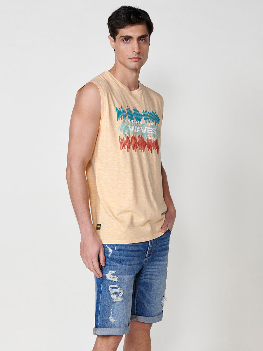 Camiseta sin mangas boxing estampado surf hombre naranja - Koroshi 2511MS42