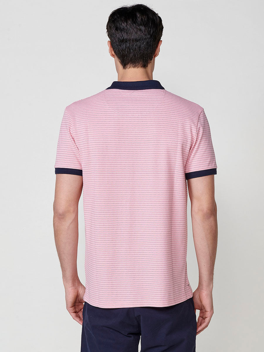 Polo da uomo manica corta con colletto a camicia testurizzata rosa - Koroshi 2511PC04