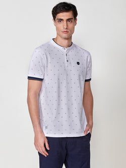 Polo cuello mao estampado manga corta hombre blanco - Koroshi 2511PC23