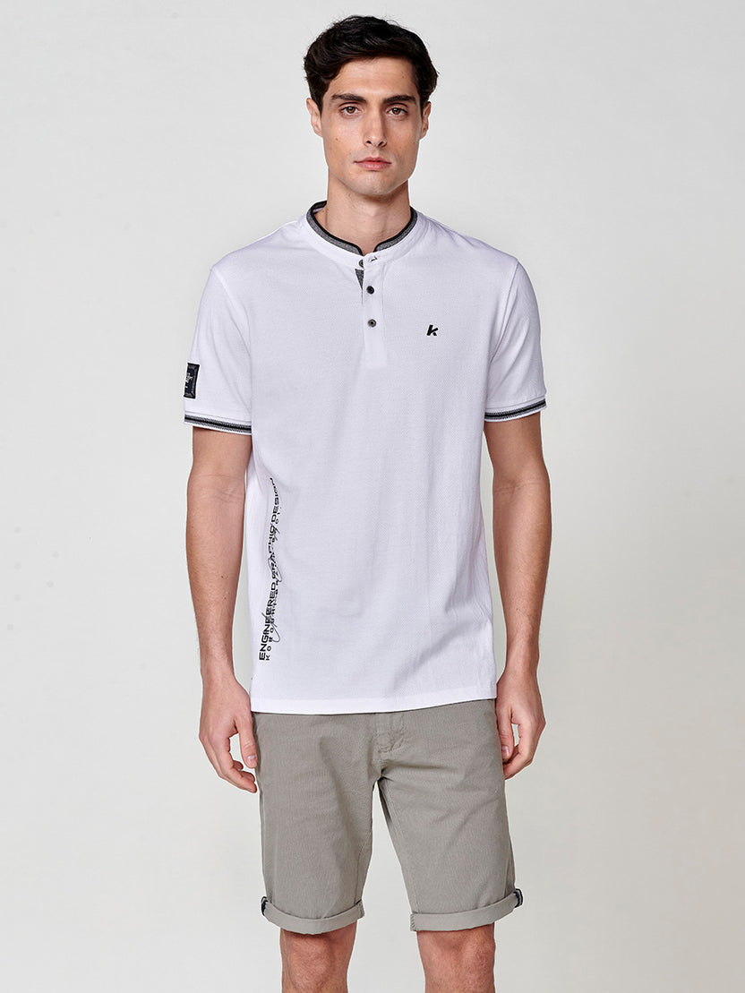Polo cuello mao pique manga corta hombre blanco - Koroshi 2511PC26