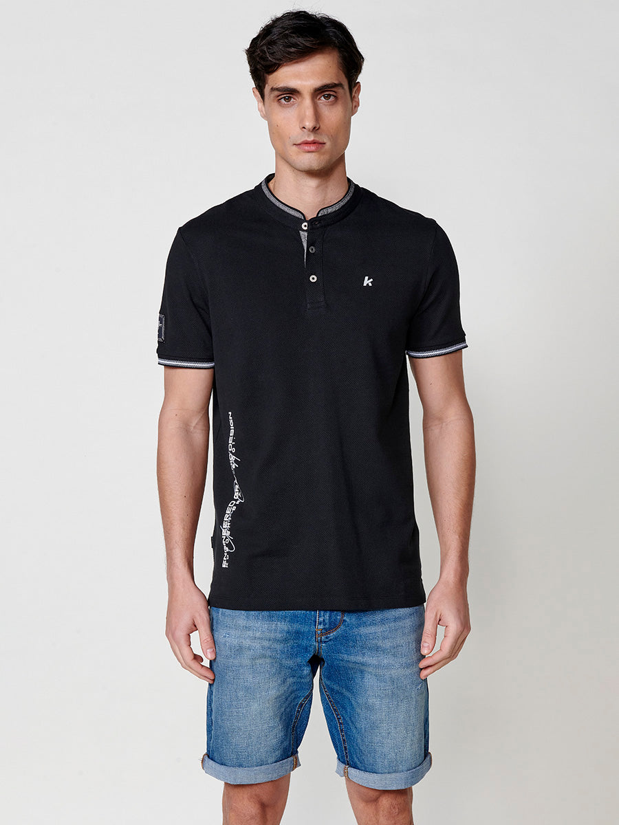 Polo cuello mao pique manga corta hombre negro - Koroshi 2511PC26