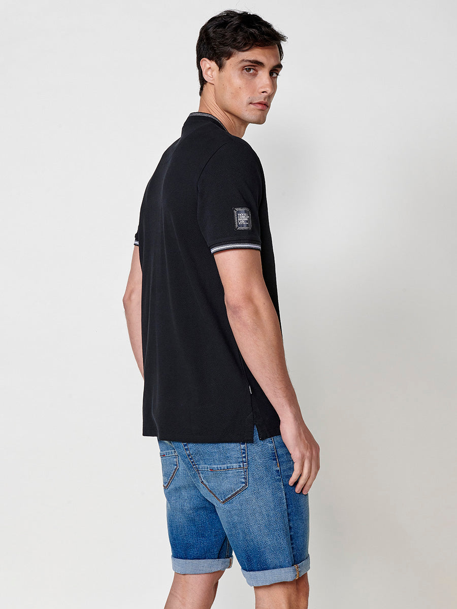 Polo cuello mao pique manga corta hombre negro - Koroshi 2511PC26