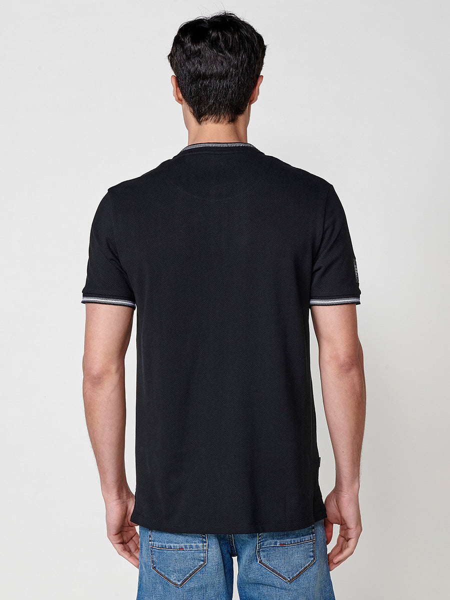 Polo cuello mao pique manga corta hombre negro - Koroshi 2511PC26