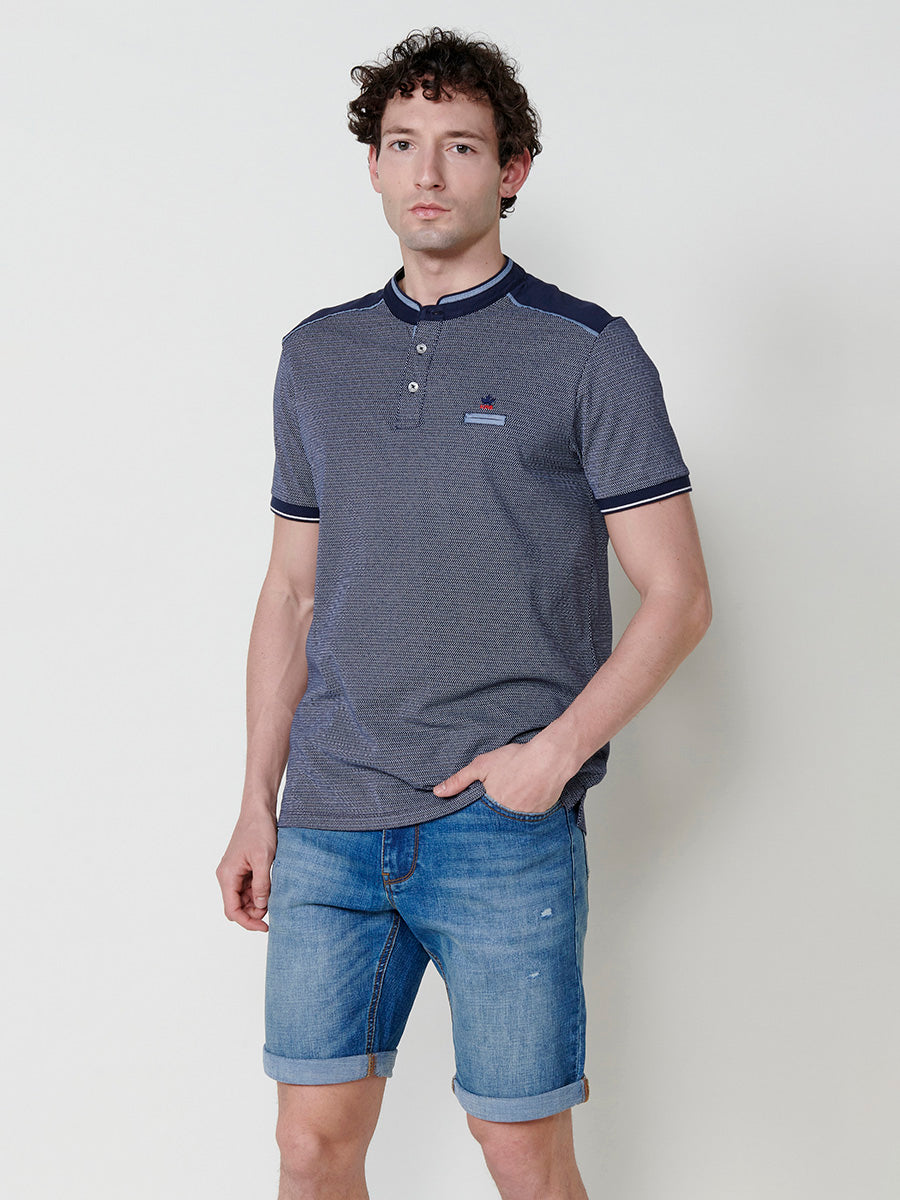 Polo cuello mao pique manga corta hombre navy - Koroshi 2511PC36