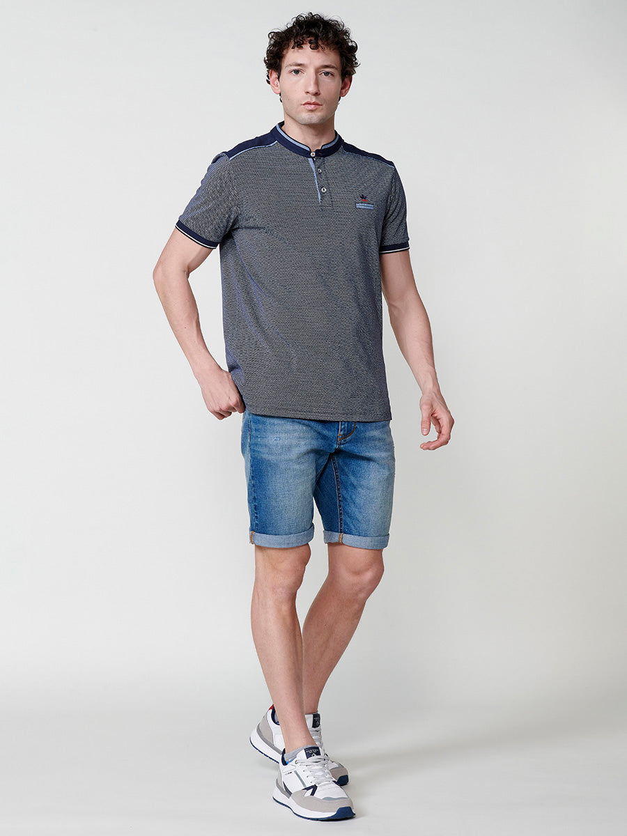 Polo cuello mao pique manga corta hombre navy - Koroshi 2511PC36