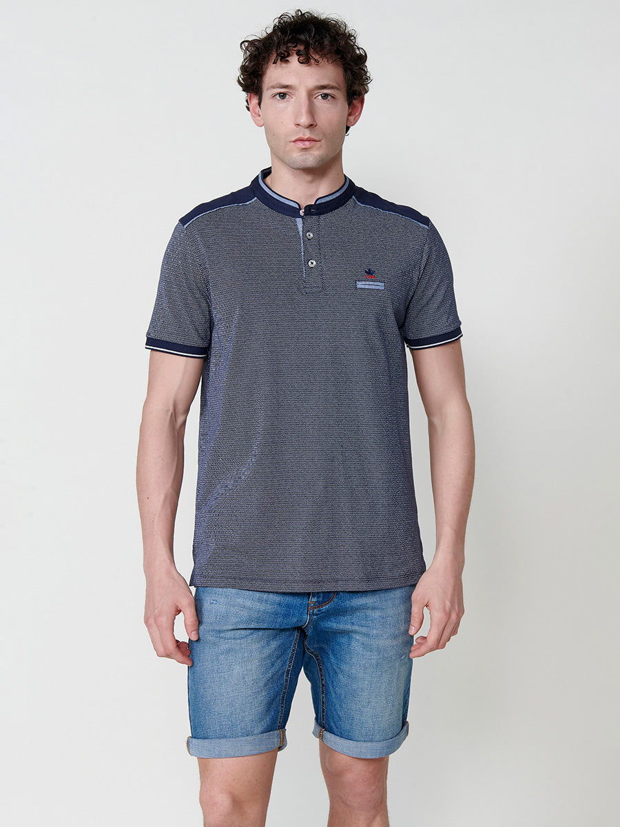 Polo cuello mao pique manga corta hombre navy - Koroshi 2511PC36