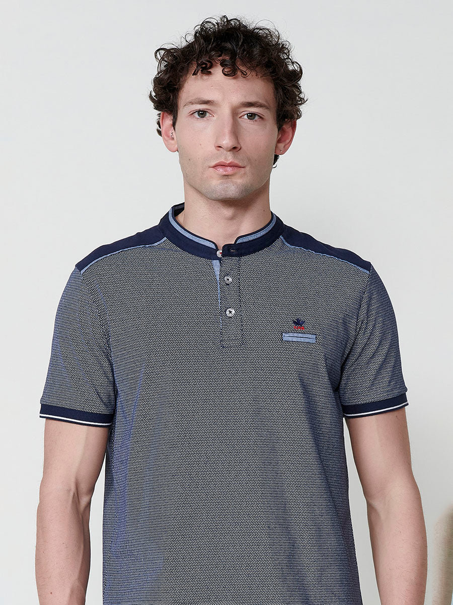 Polo cuello mao pique manga corta hombre navy - Koroshi 2511PC36