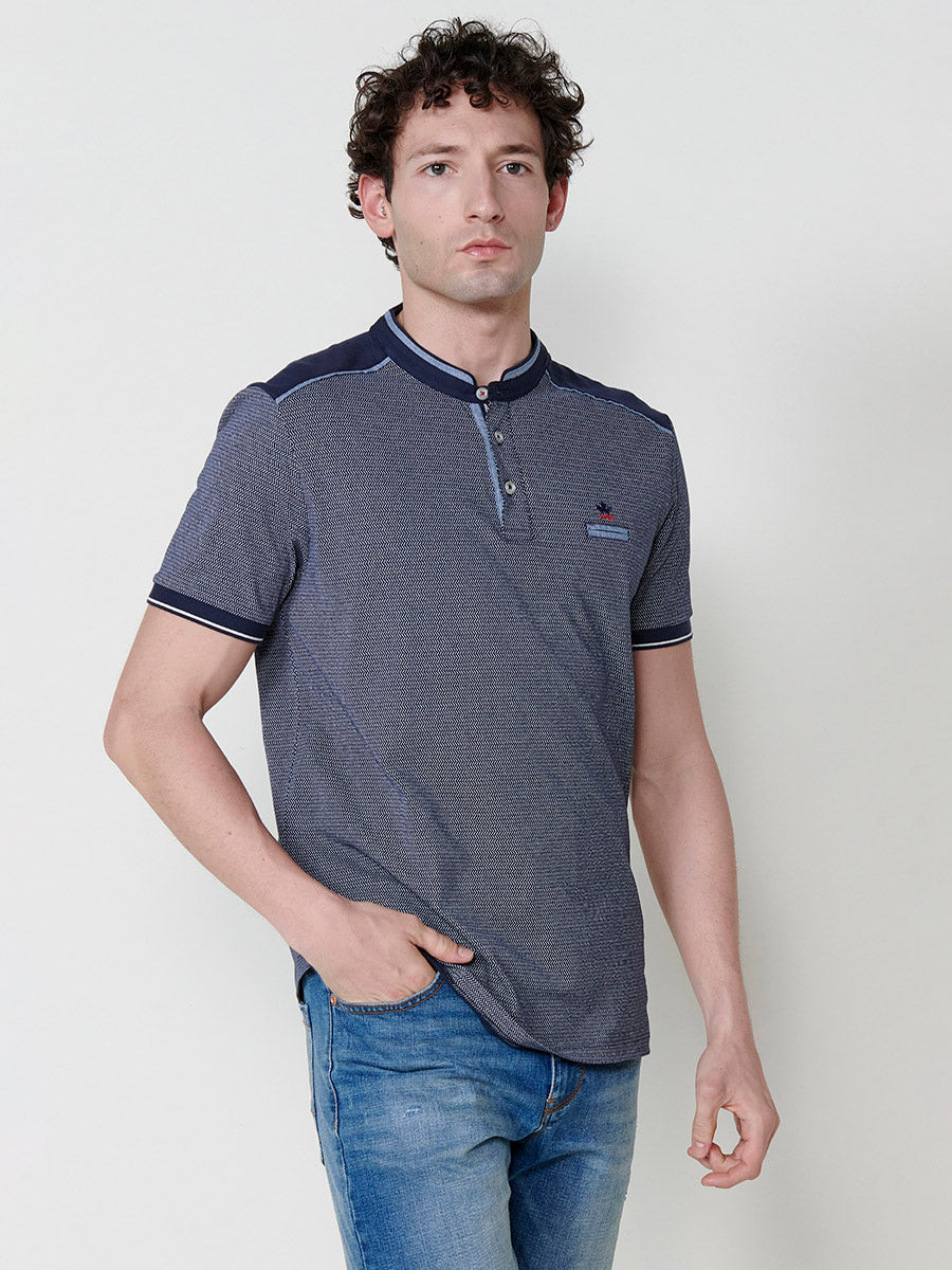 Polo cuello mao pique manga corta hombre navy - Koroshi 2511PC36