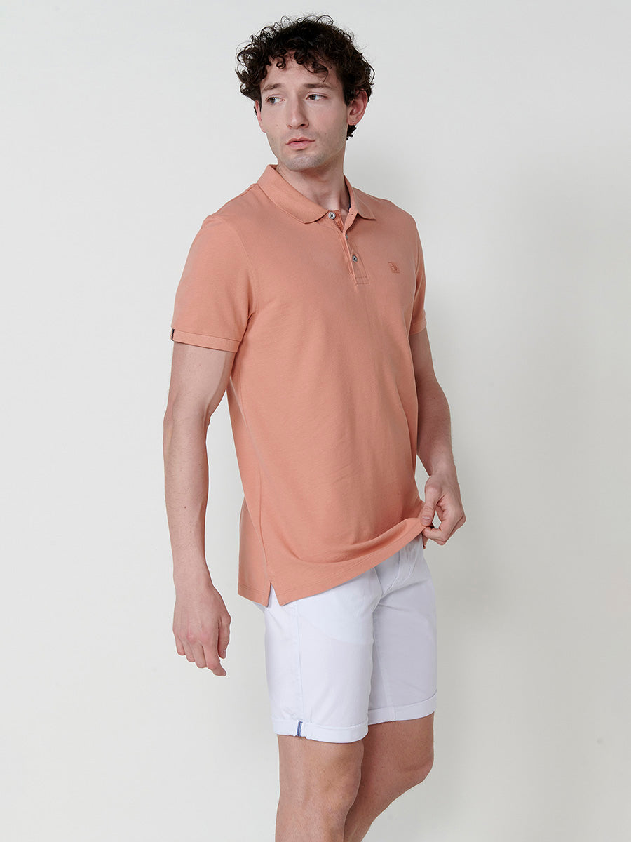 Short sleeve pique shirt collar polo shirt for men orange - Koroshi 2511PC39