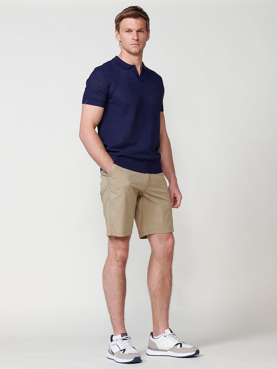 Polo col ouvert maille ajourée manches courtes homme marine - Koroshi 2511PC41
