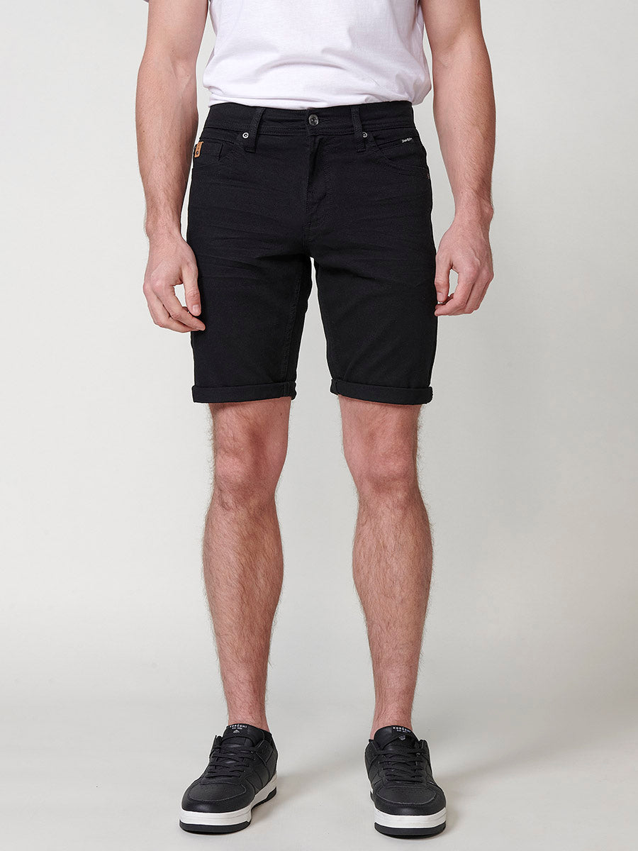 Bermuda twill algodón regular 5 bolsillos hombre negro vista lateral - Koroshi 2511PS01