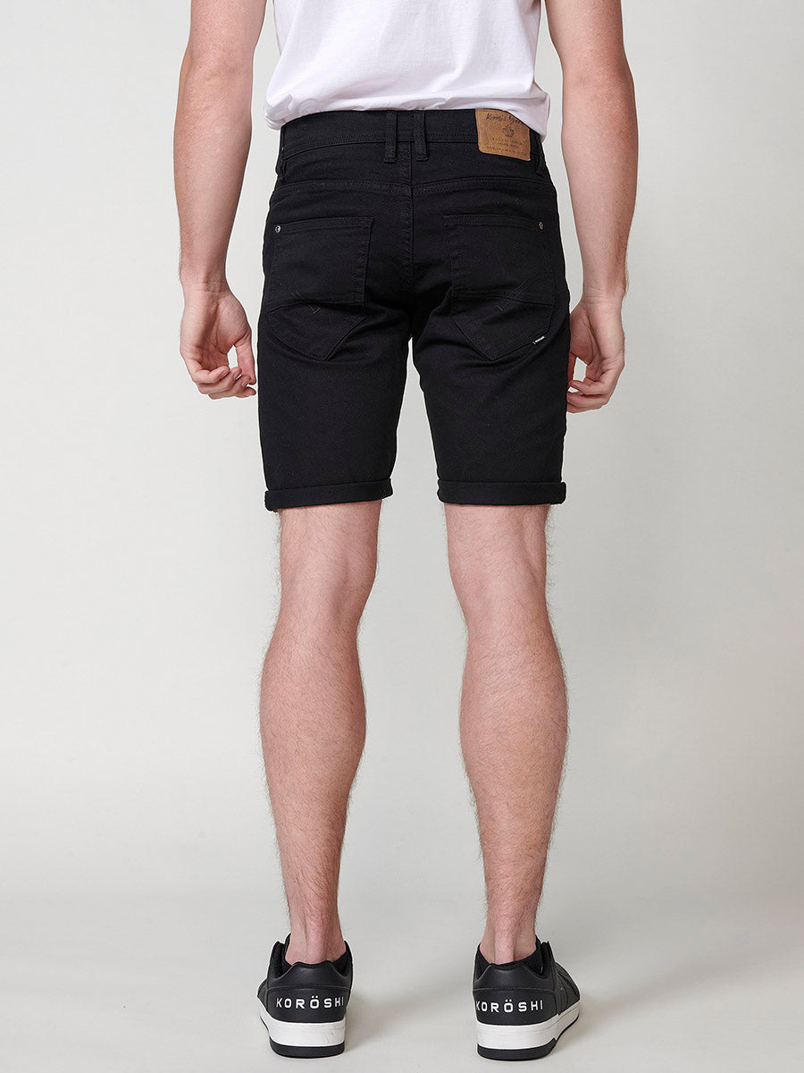 Bermuda twill algodón regular 5 bolsillos hombre negro detalle bolsillo - Koroshi 2511PS01