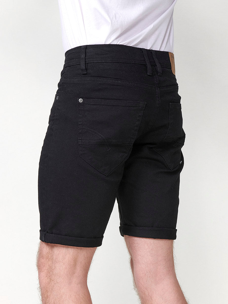 Bermuda twill algodón regular 5 bolsillos hombre negro look completo - Koroshi 2511PS01
